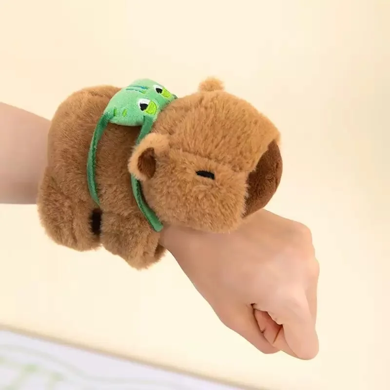 New Capybara Wristband Bracelet Kawaii Cartoon Plush Animal Capybara Clap Circle Cotton Doll Cute Children Toys Kids Funny Gifts