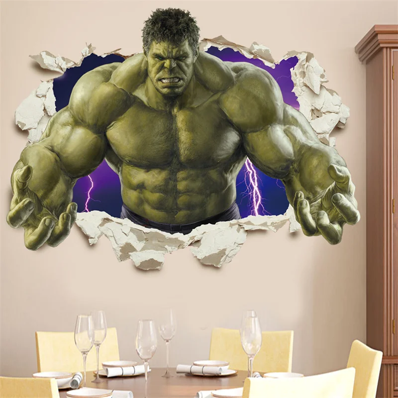 Wall sticker wall stickers 3D Cartoon Hulk Marvel Avengers Wall Stickers For Kids Rooms Living Room Bedroom Wall Decoration SuperHero Movie Poster