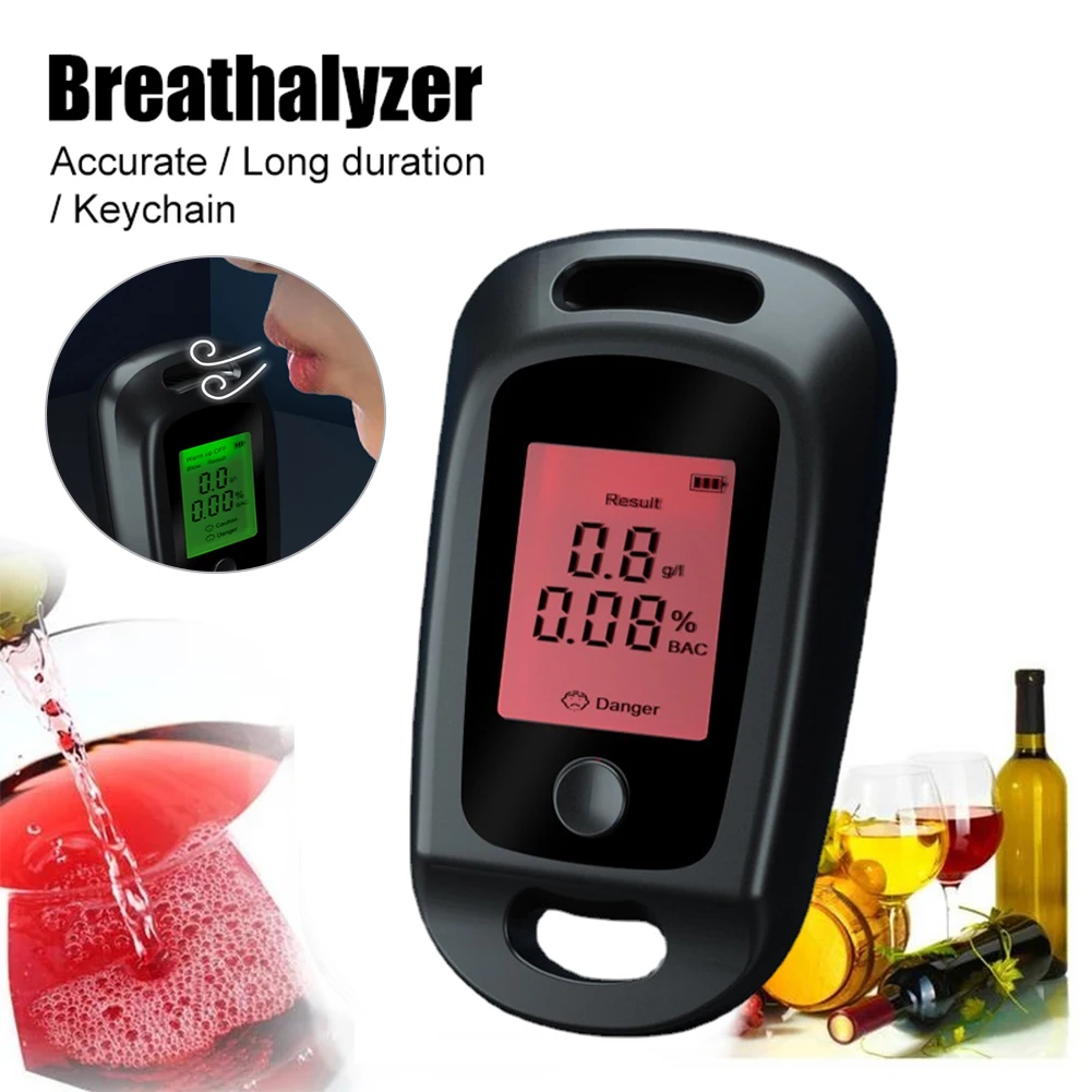 

Portable Breathalyzer USB Rechargeable Alcohol Tester LCD Digital Display with 3 Color Alert Breath Tester Keychain for Car Home