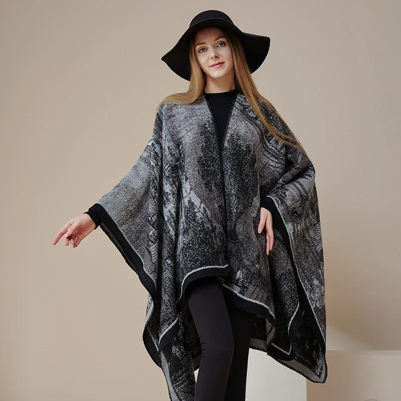 Ethnic Autumn Keep Warm Hooded Shawl Cape main image 1