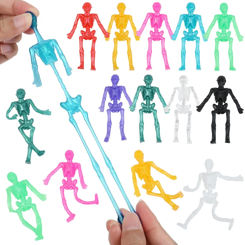 10/20Pcs Stretchy Skeleton Funny Sticky Toys Kids Halloween Birthday Party Favors Trick or Treat Gifts Goody Bag Pinata Fillers