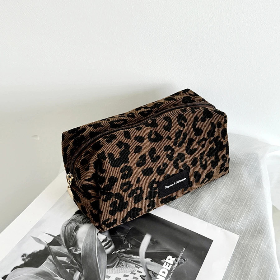Leopard Print Makeup Bag Large-Capacity Cosmetic Organizer