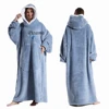 Sweatshirt Women Plus Size Clothes Blue Extra Long Winter Warm Tv Blankets Wearable Sherpa Oversized Hoodies Winter Clothes