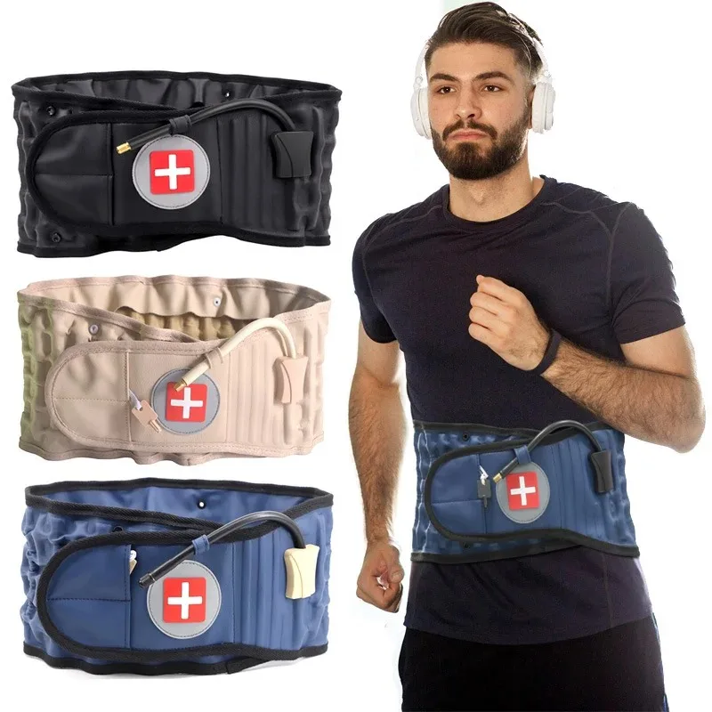 Decompression Massager Back Pain Relief Spinal Lumbar Iatable Traction Air Waist Support Brace Belt_voghion.com