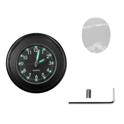 Aluminum Luminous Quartz Watch Handlebar Mount Clock for Motorcycles and Bicycles (Black Black)