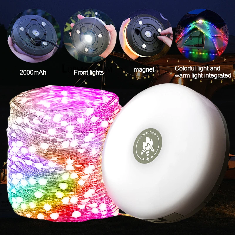 LED Garland Camping Light With Retractable Campify Lamp String Lights for Party Tent Lighting