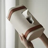 Modern Black Brown Leather Buyer Paper Box Living Room Ornaments Dining Table Coffee Table Decorations Tissue Box For Bedroom 1