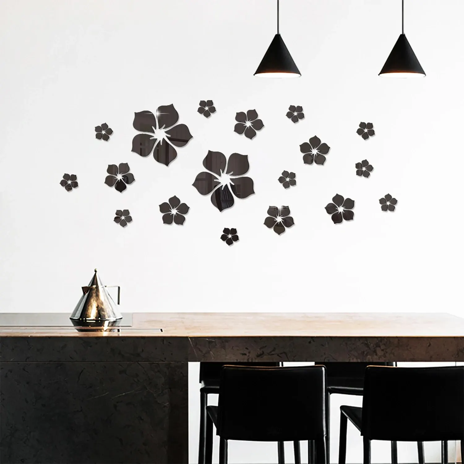 18Pcs Small Fragmented Flowers Petals Crystal Mirror Wall Stickers 3D Bedroom Home Decoration wall stickers