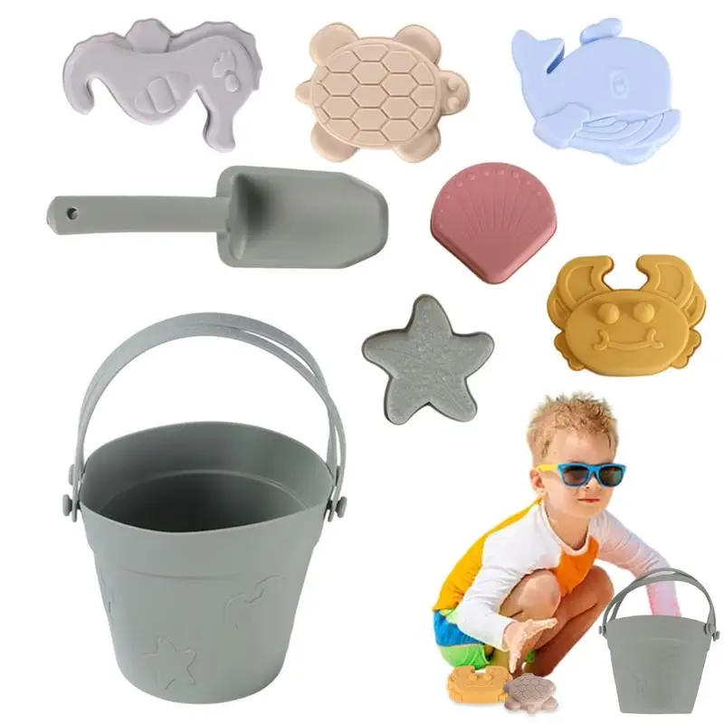 

Beach Sand Toys 8PCS Sand Bucket And Shovel Set Funny & Summer Party Playsets For Kids Ages 3 Children Outdoor Activities