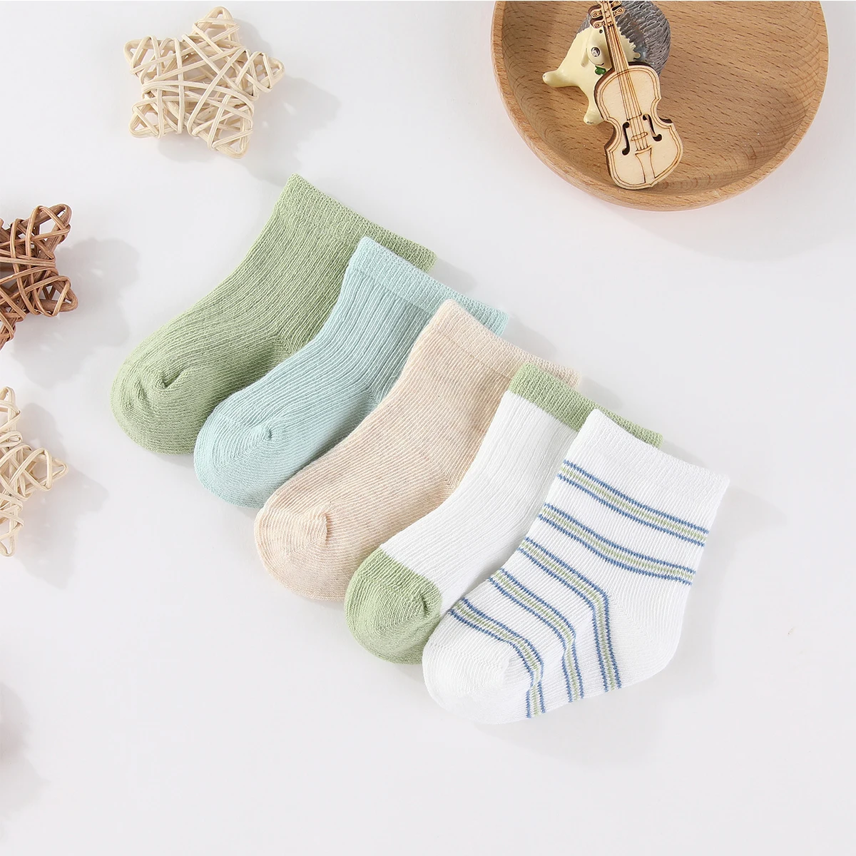 Kiddiezoom 5 Pairs Fashion Newborn Baby Boy Girl mid-calf Socks Cotton Soft Breathable Infant Accessories Four Seasons 0-12M 17 Kiddiezoom 5 Pairs Fashion Newborn Baby Boy Girl mid-calf Socks Cotton Soft Breathable Infant Accessories Four Seasons 0-12M - Image 3