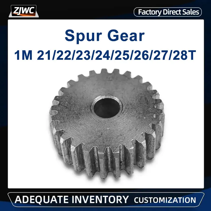 45# Steel Spur Gear 1Pc 1Mod 21/22/23/24/25/26/27/28T Metal Gear Thickness 10mm Outer Dia 13-18mm For Electricity Textile Field