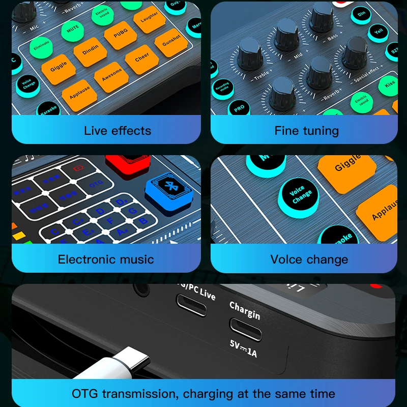 M6 Sound Card Audio Interface For Mobile Phone Computer Universal Microphone Karaoke Live Broadcast