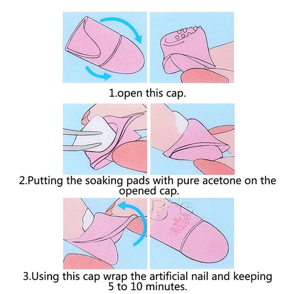10pcs Silicone Nail Polish Remover Caps - Purple