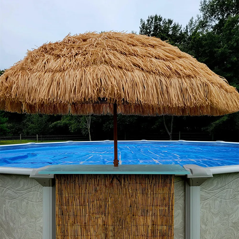 UV Protect Thatch Umbrella with Tilt 215X240CM Patio Beach Umbrella Artificial Thatch Parasol Outdoor Garden Hawaiian