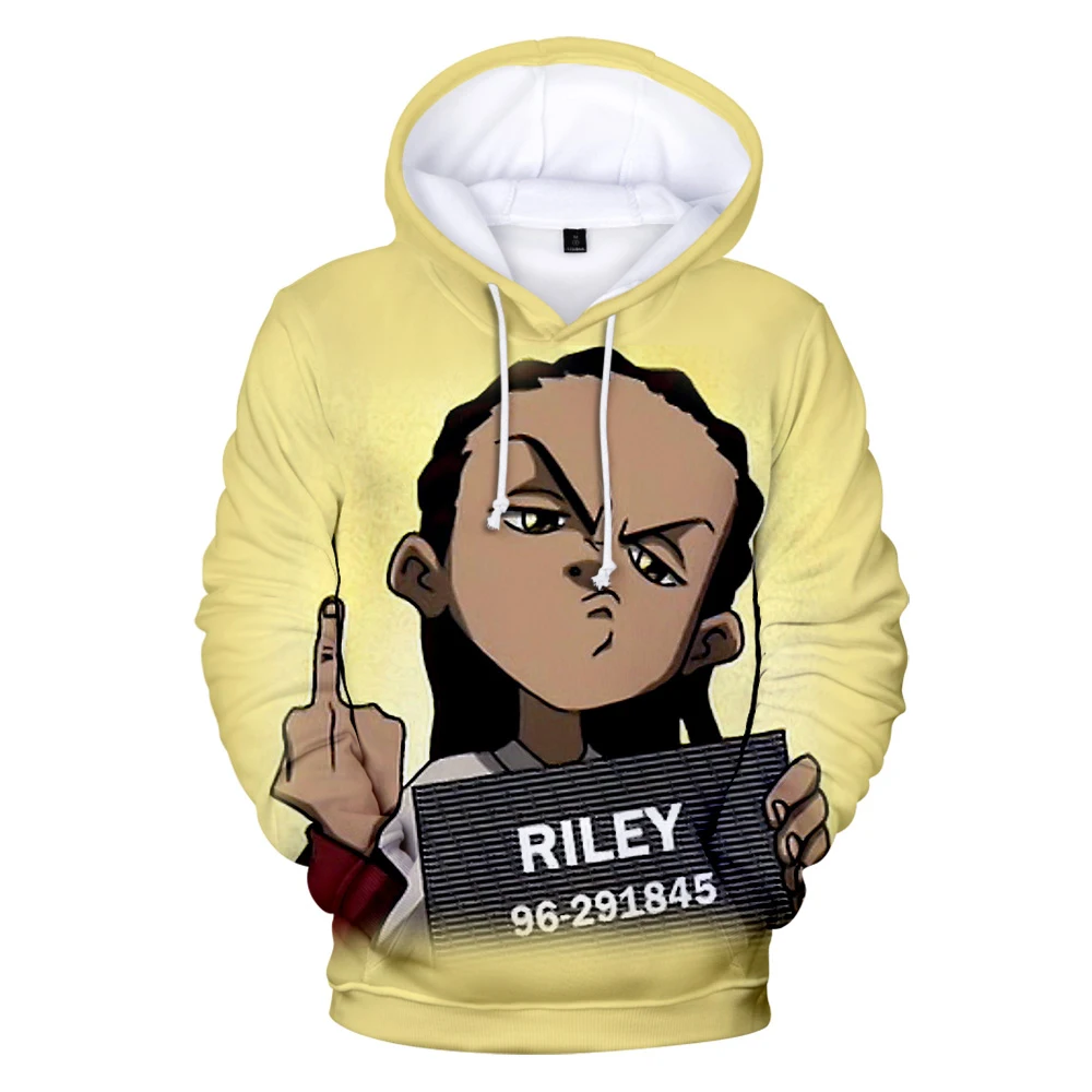 Men's and Women's 3D Printed The Boondocks Hoodie Long Sleeve Sweatshirt Casual Harajuku Street Neutral Oversized Hoodie