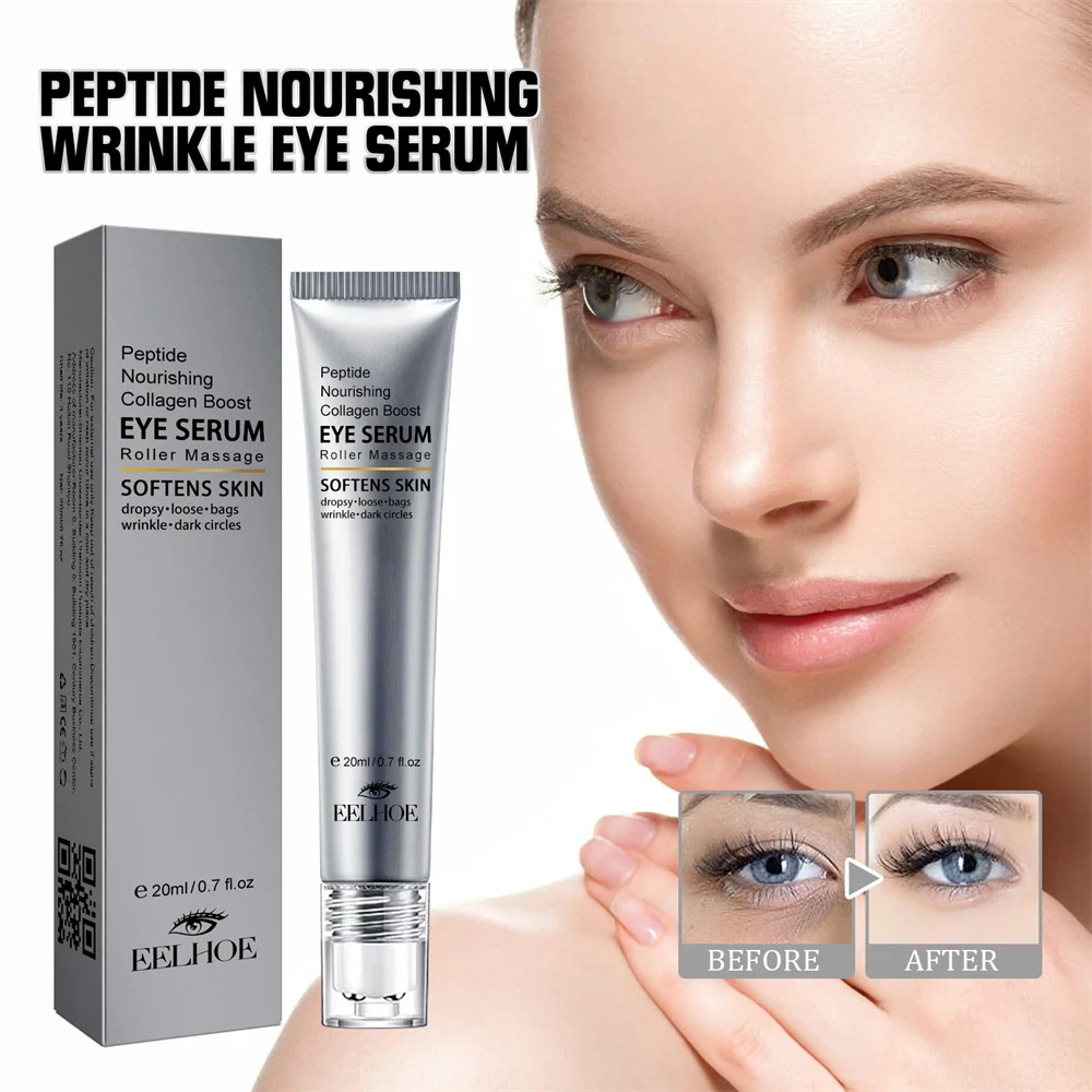 Peptide Nourishing Anti Wrinkle Eye Serum Anti Dark Circle Eye Bags Puffiness Lifting Firming Skin Roller Massager Eye Care shower roller blind 100x240 cm circle