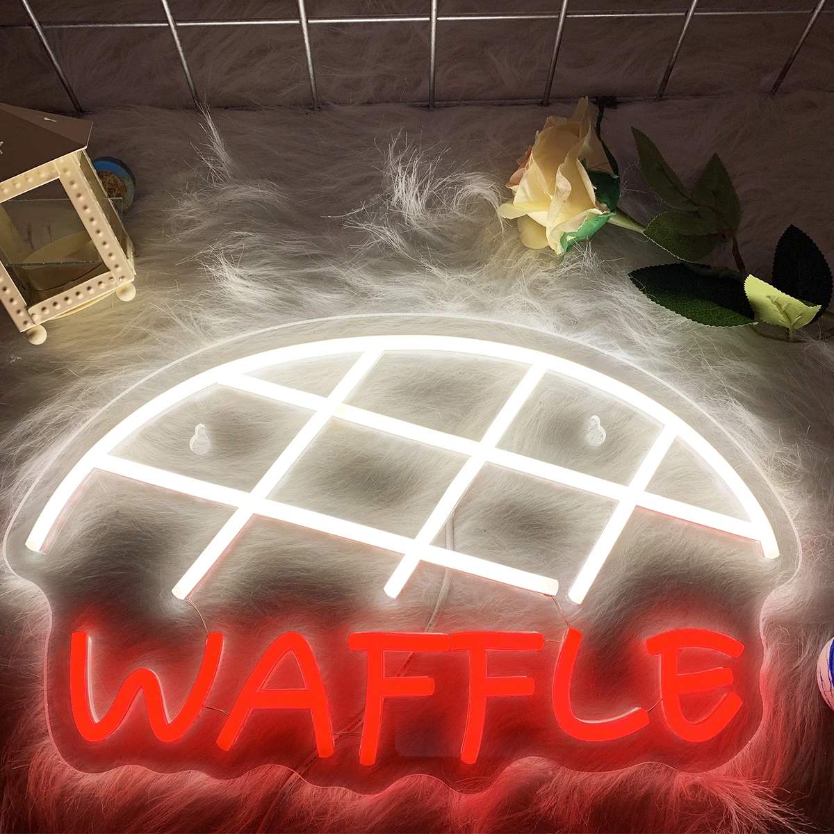 waffle-neon-green-lights-sinais-de-festa-decoracoes-de-quarto-decoracoes-de-sala-de-estar