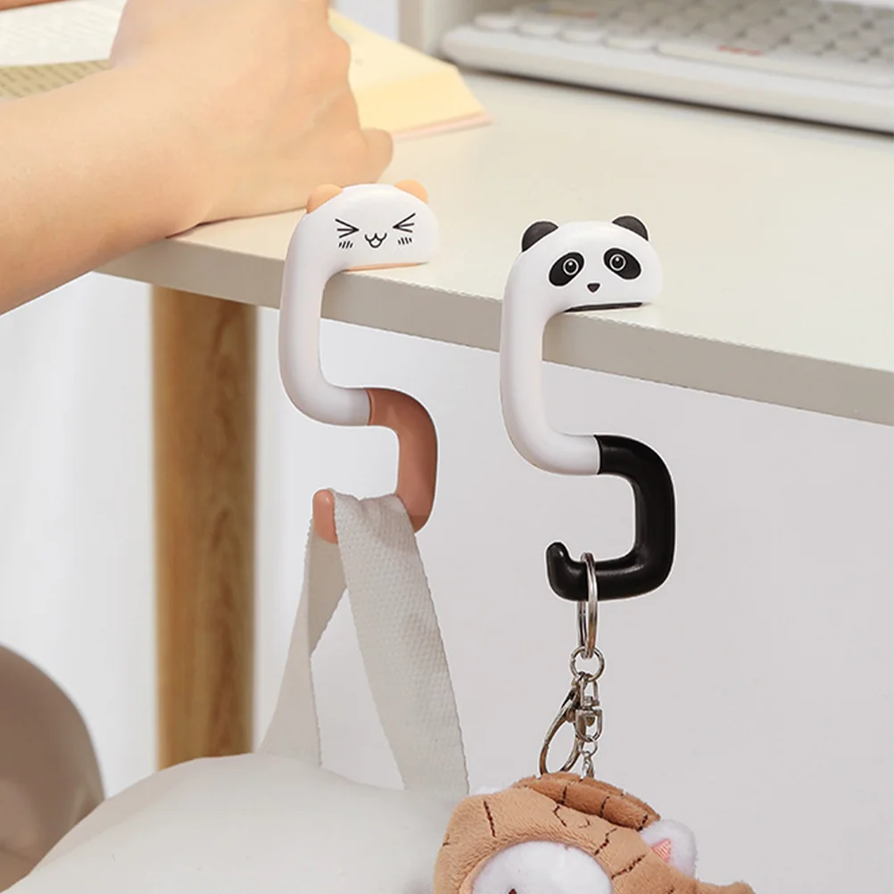 

4 Pcs Cartoon Animal Desktop Hook for Keys Backpack Hooks Safety Chain Handbag Stand Abs