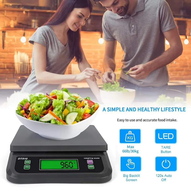 High-Capacity Digital Kitchen Scale with LCD Display for Precision Baking and Cooking