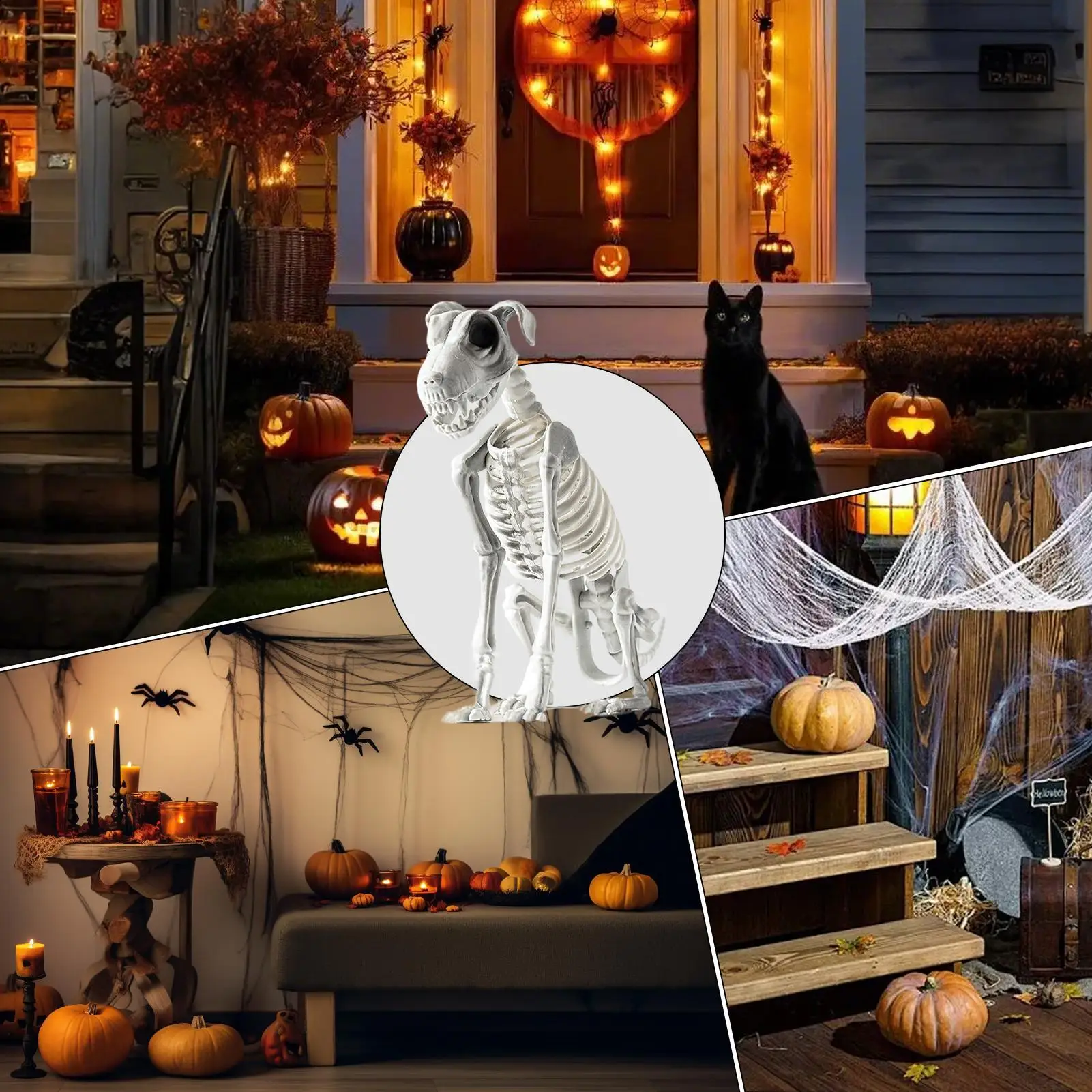Halloween 44 cm Skelett in Hundeform, bewegliches Skelett, Knochen in Hundeform, Halloween-Herzdekorationen, Spukhaus-Horror-Requisiten – Detail 4