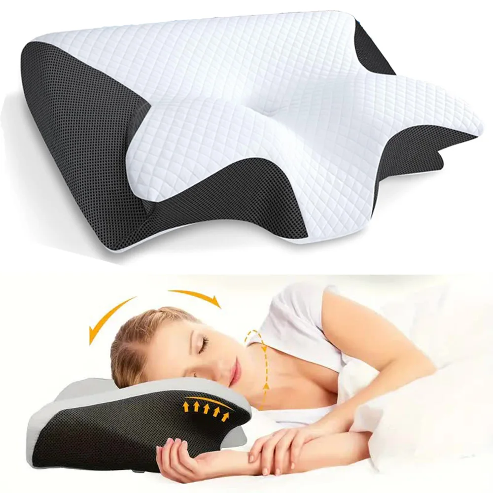 Cervical Support Neck Pillow with Soothing Massage for Restful Sleep 1