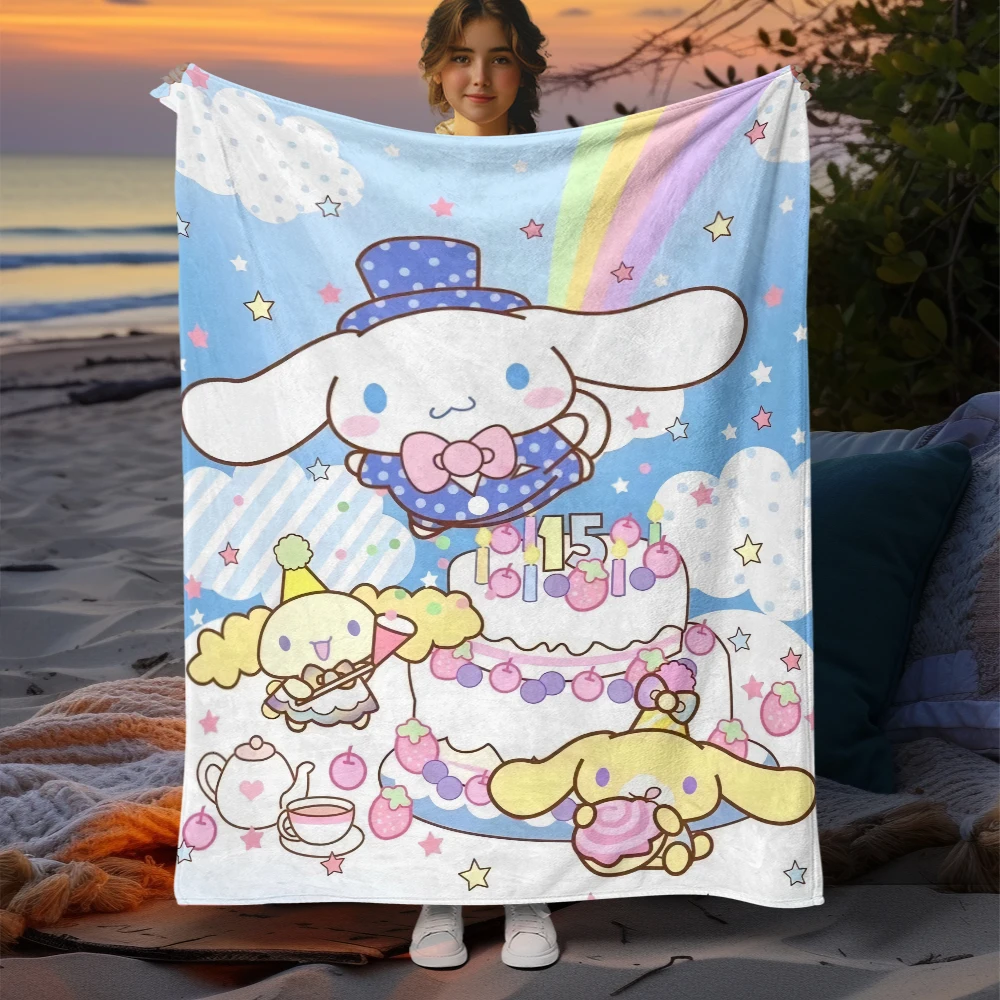 Cinnamoroll sanrio Cartoon Printed Flannel Blanket.Sofa .Bedroom.Bed Home Office Nap Blanket Car. Travel Picnic Blankets Gift 4
