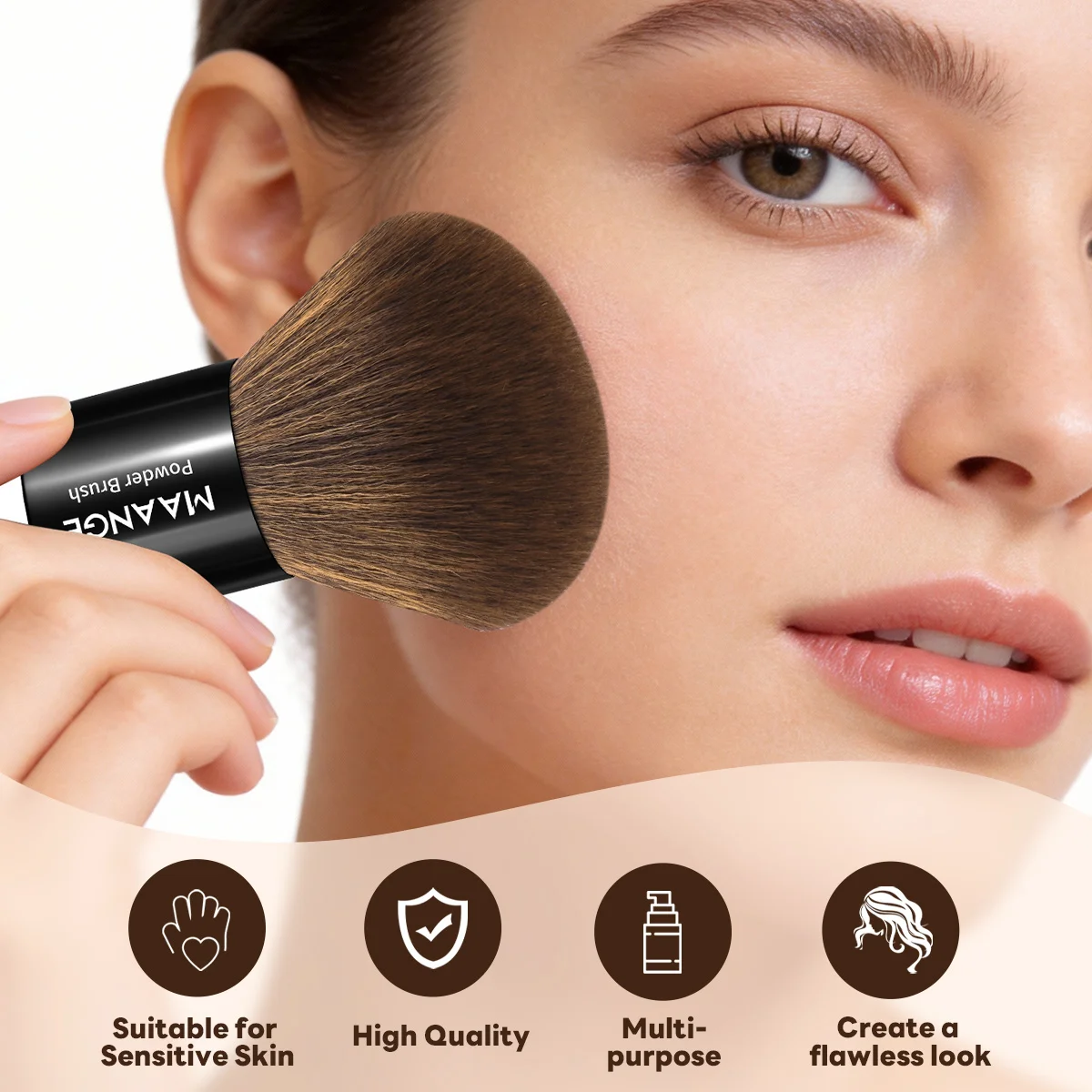 MAANGE Single Aluminum Tube Large Powder Brush Professional Makeup Brush Kabuki Mineral Powder Brush Loose Blush Brush Makeup 6