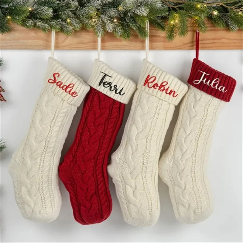 Personalized Christmas Stockings with Family Name Stockings Monogram Embroidery Knit Christmas Gifts christmas stockings
