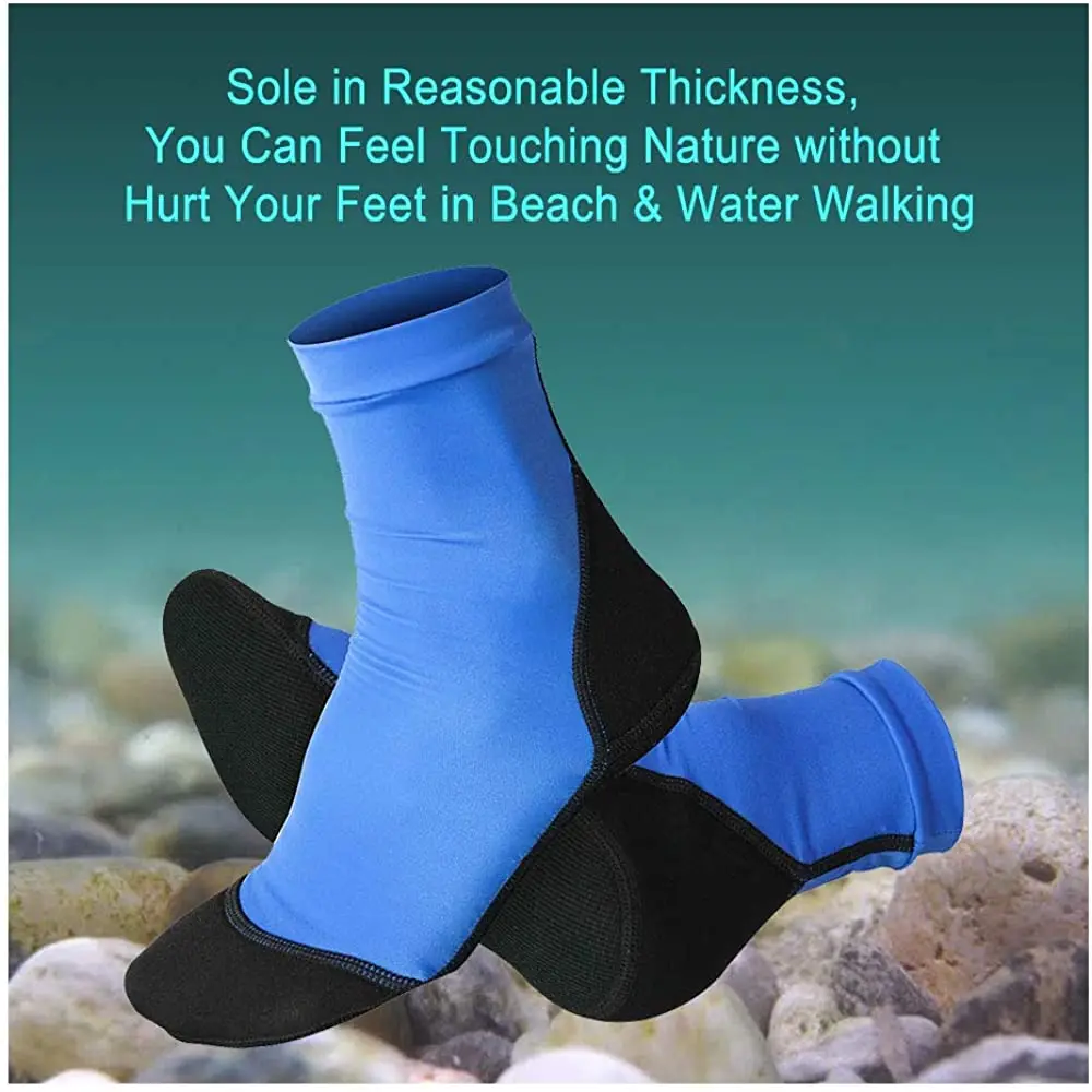 Neoprene Fin Socks for Sand Beach Volleyball Soccer Thin Polyester Uppers 1.5mm Neoprene Soles Sun Protection Water Shoes