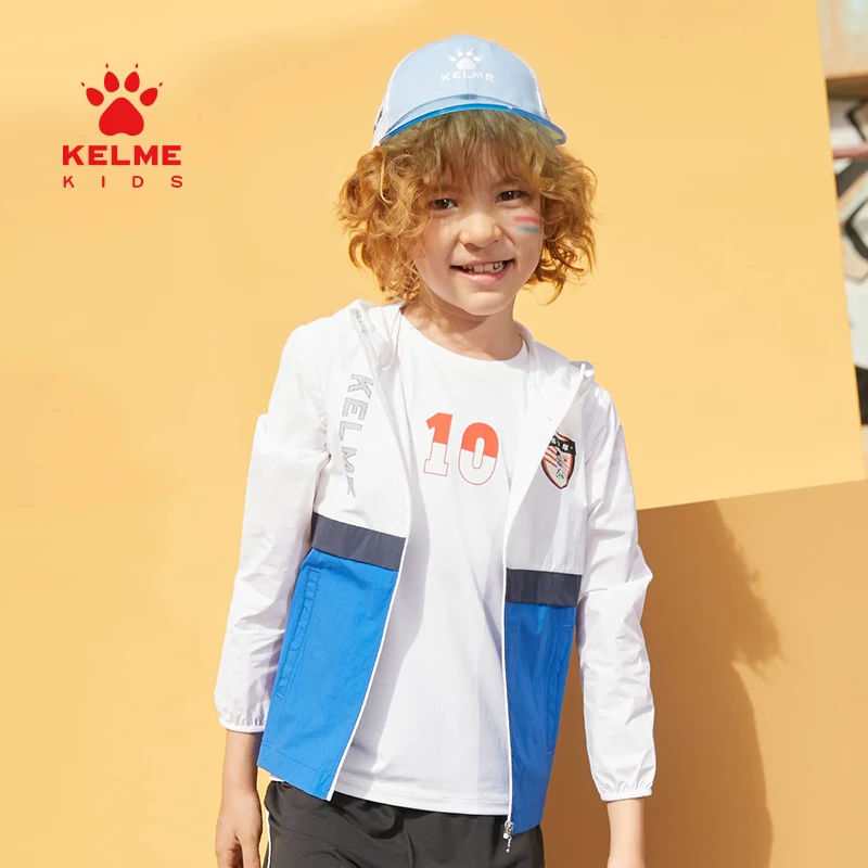 

Детская одежда для защиты от солнца KELME, светильник Кая тонкая мягкая дышащая быстросохнущая куртка для мальчиков с УФ-защитой, 5121WT3009