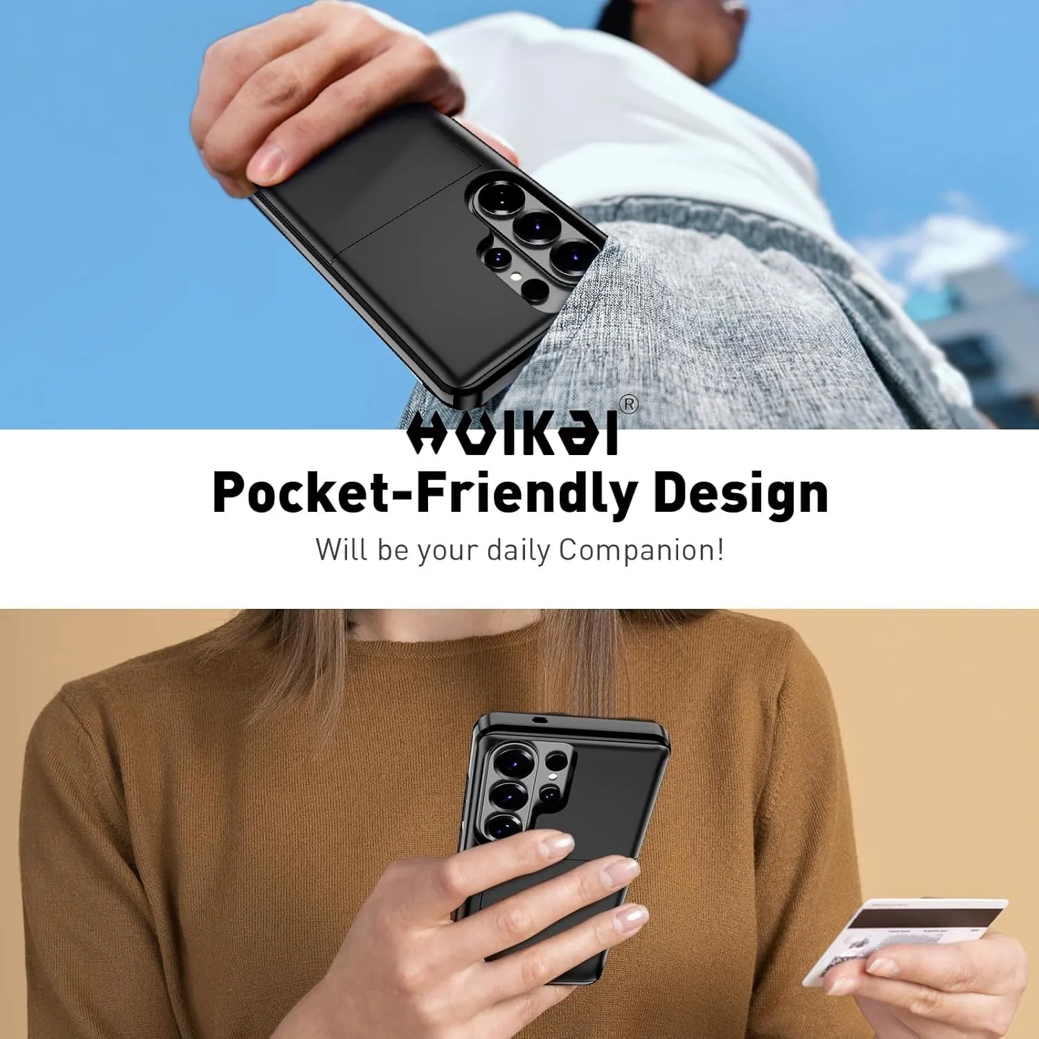 Slim Wallet Card Holder Case with Slide Slot and Heavy Duty Protection