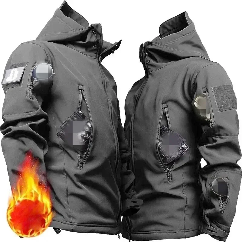 Hiking Jackets New Autumn Men's Camouflage Fleece Tactical Windbreakers