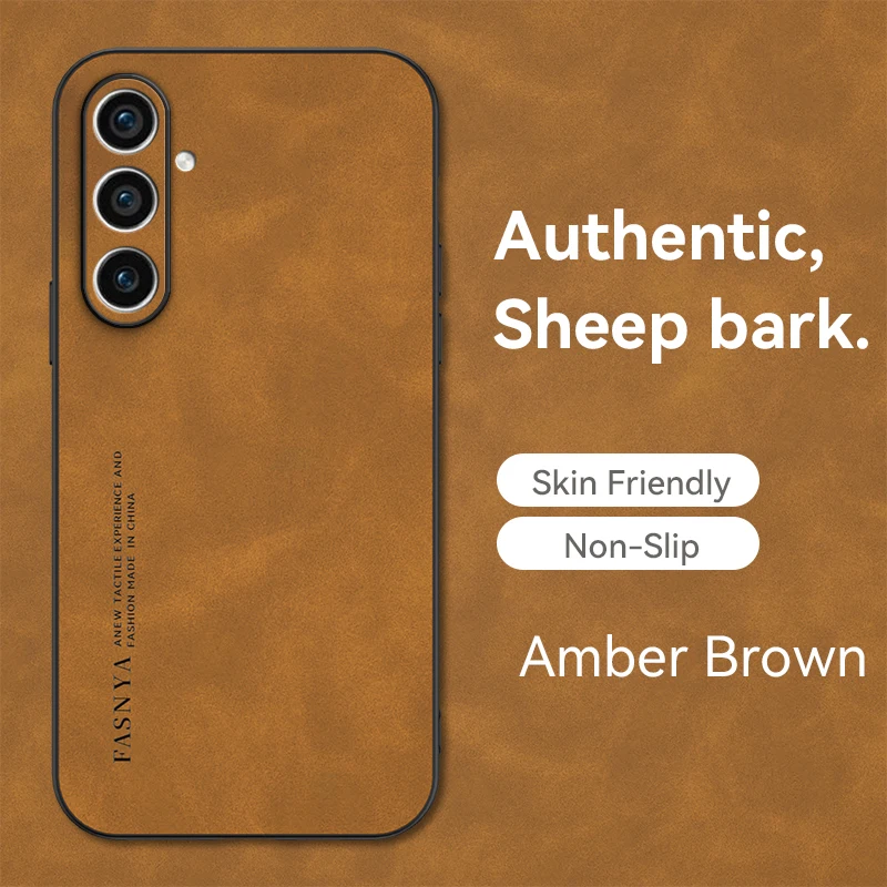 thumbnail image 1 of Sheepskin Leather Case For Samsung Galaxy S23 S23Ultra S22 S21 S20 S10 S9 Plus S23FE Note 20Ultra 10 9 8 Luxury Matte Back Cover, 1 of 5