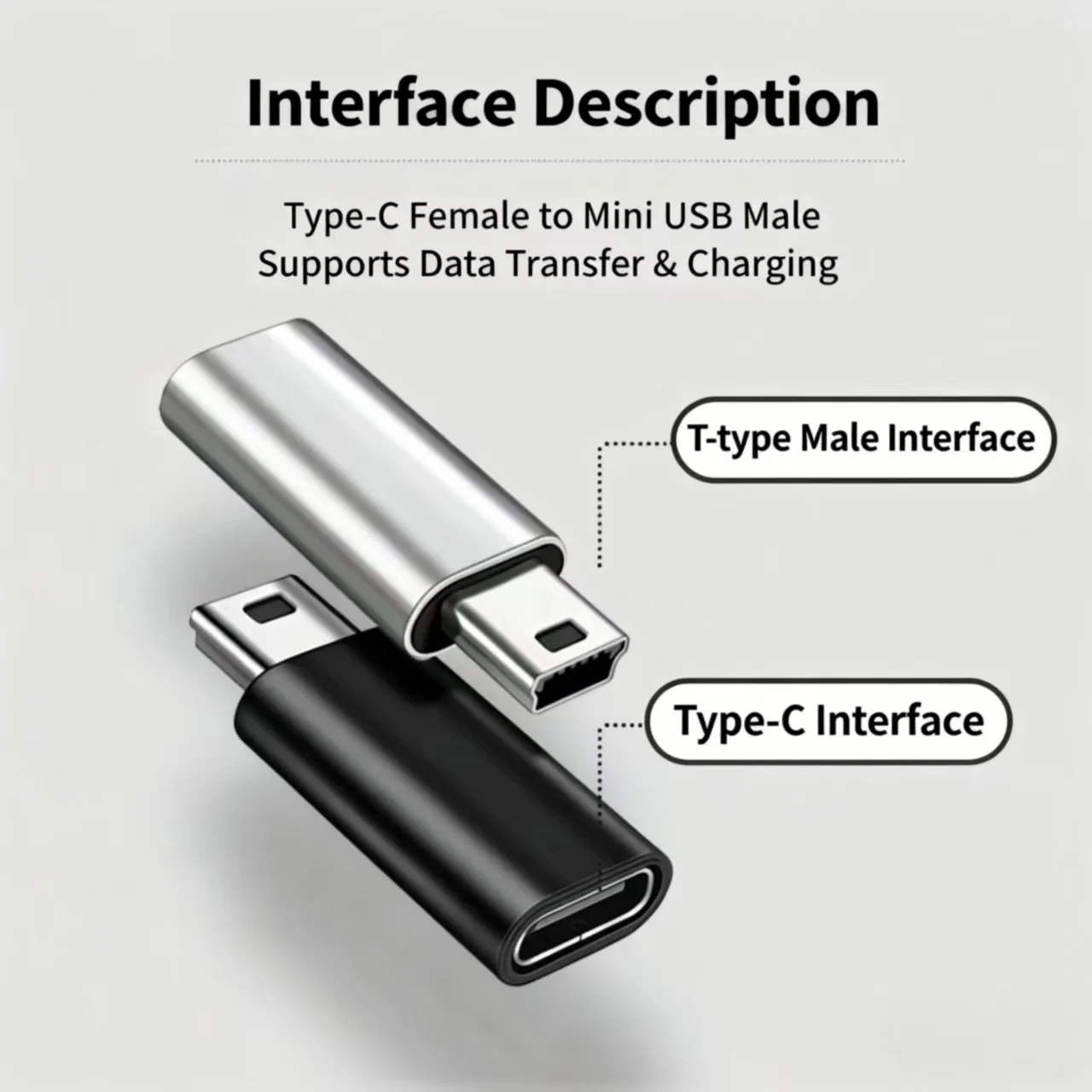 Compact USB-C to Mini USB Adapter - High-Speed 480Mbps Data Transfer & Charging Converter