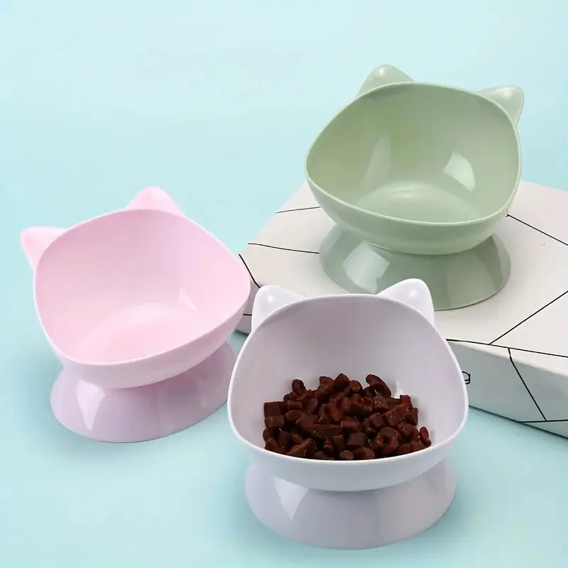 Pet Water Bowl High Foot Detachable Washable Plastic Combination Anti Tipping