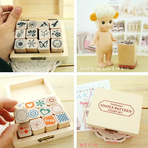 

Creative cute hand diary wooden seal natural simple small fresh photo album decorative stamp wood stamp stationery stamp set