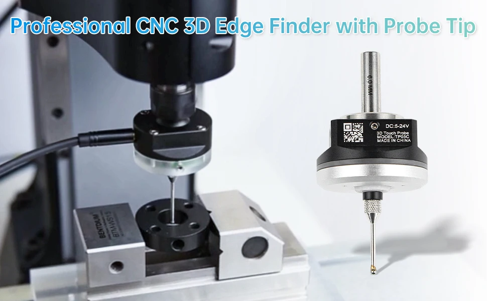 【EU Stock】3D Touch Probe Edge Finder to Find Desktop Center,V5 NPN NO CNC 3D Edge Finder with Tip,Waterproof Anti-roll CNC Probe