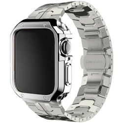 Premium Stainless Steel Watch Band and Protective TPU Cover Set for 46mm Series 10 11 (Silver - Star)
