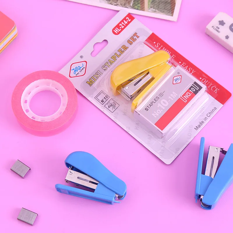 1Set Stapler Solid Office Stationery Mini Portable for No. 10 Staples