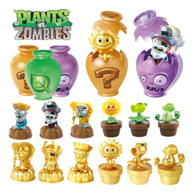 12-Piece Plants VS Zombies 2 Surprise Box Set - Peashooter, Sunflower & Pirate Captain Zombie Game Figures
