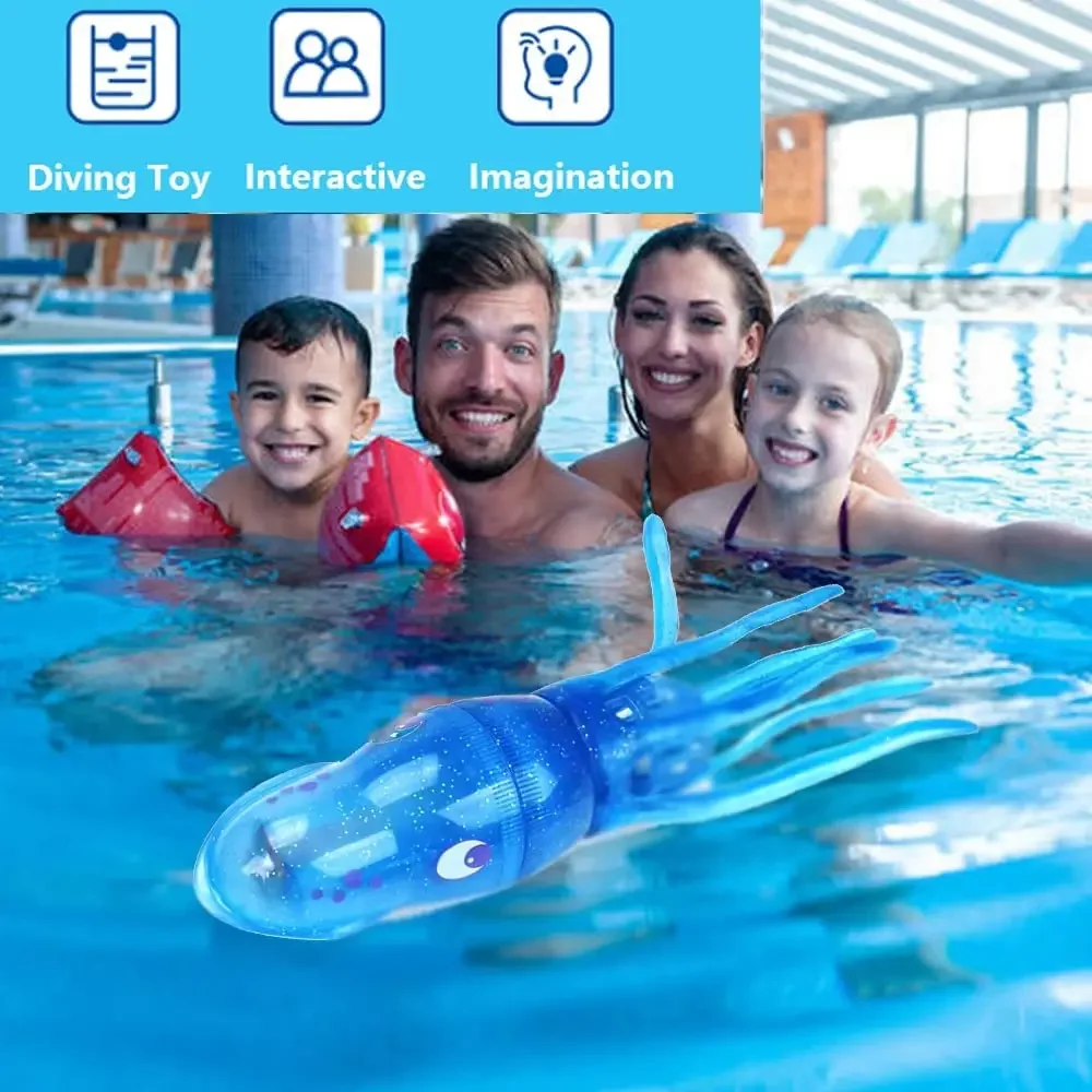 Crocichi Pool Toys, Electric Squid Bath Tub Toy for Toddler 3-4 Year, Light Up Fish Bathroom Toy for Kids 4-8, Preschool Toddler 3