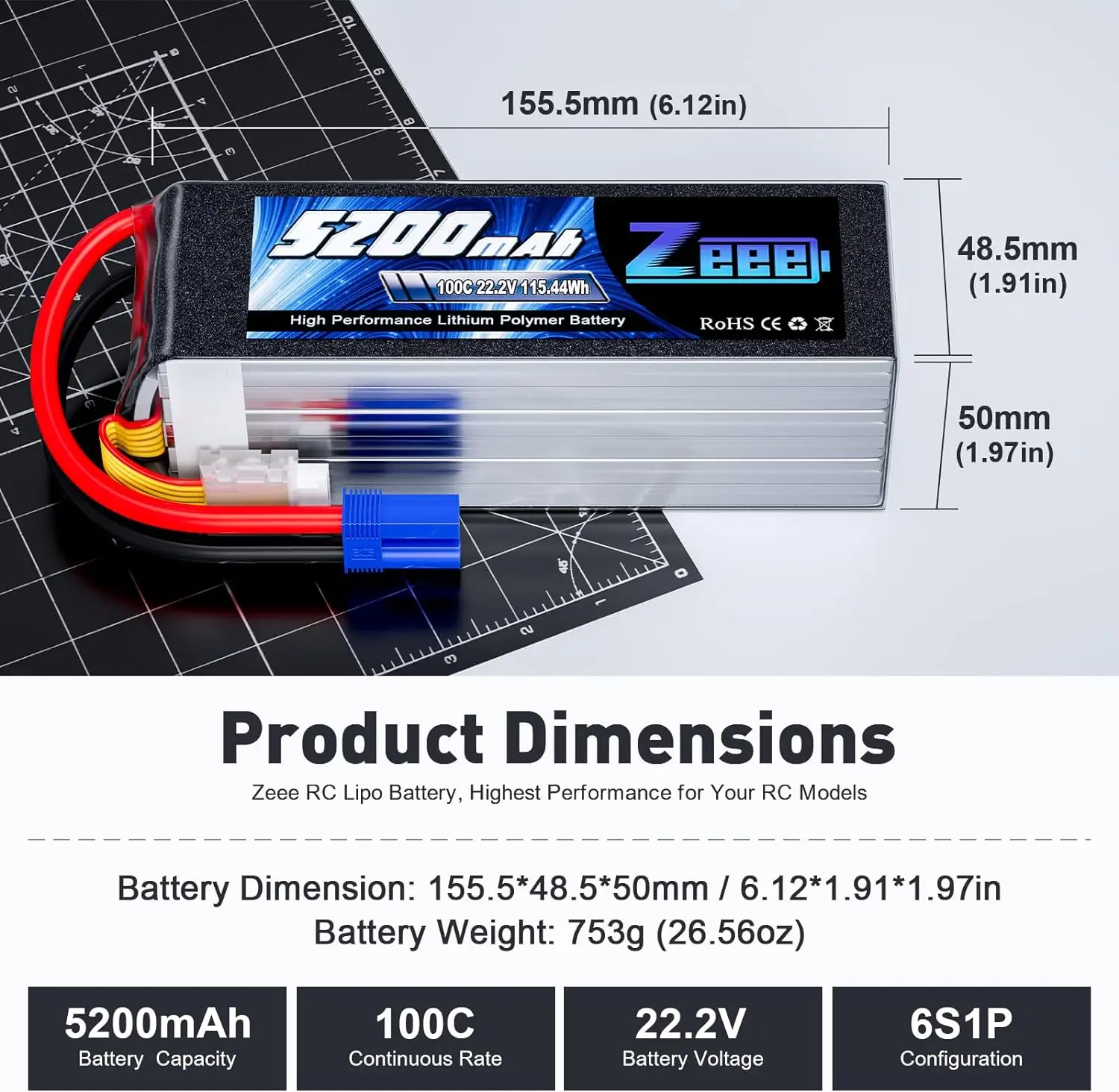 Zeee 6S 6500mAh 7500mAh Lipo FPV Drone Battery 22.2V 100C 6000 with XT60 Plug Softcase for RC Helicopter Airplane RC Model Parts