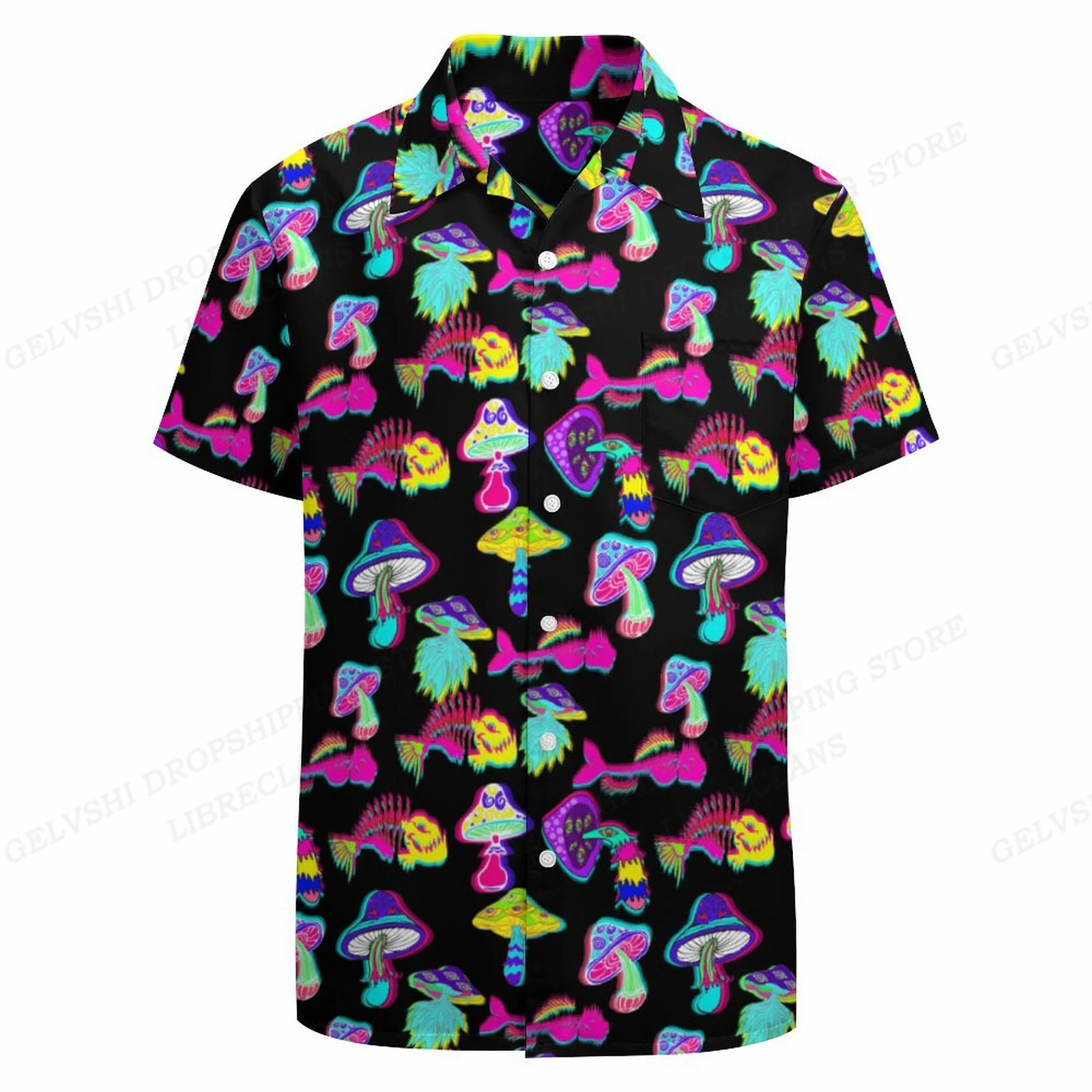 Duck Hawaiian Shirts Mushroom 3d Printed Shirts Men Women Fashion Short Sleeve Oversized Blouse Mens Vocation Lapel Shirt Beach