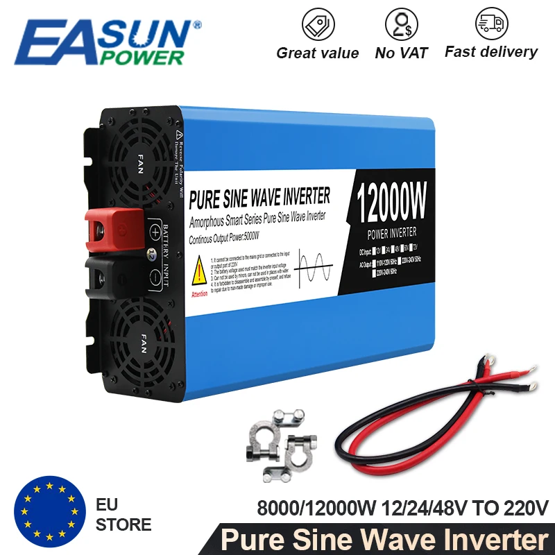Onduleur à onde sinusoïdale Pure 8000W DC 12v/24v/48v/60v à AC220 3000W