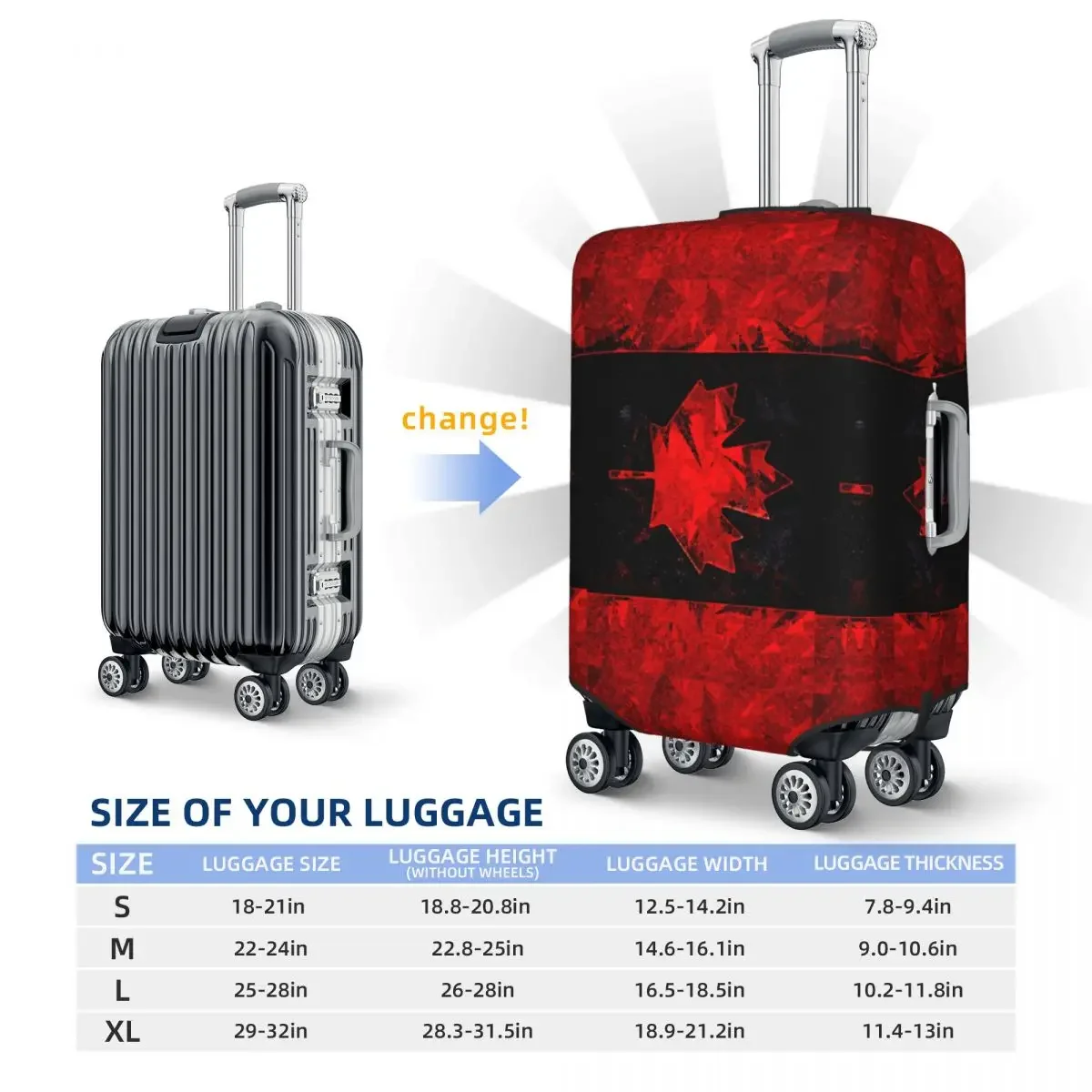 Custom Canada Flag Luggage Cover Elastic Canadian Patriotic Travel Suitcase Protective Covers Fits 18-32 Inch 6