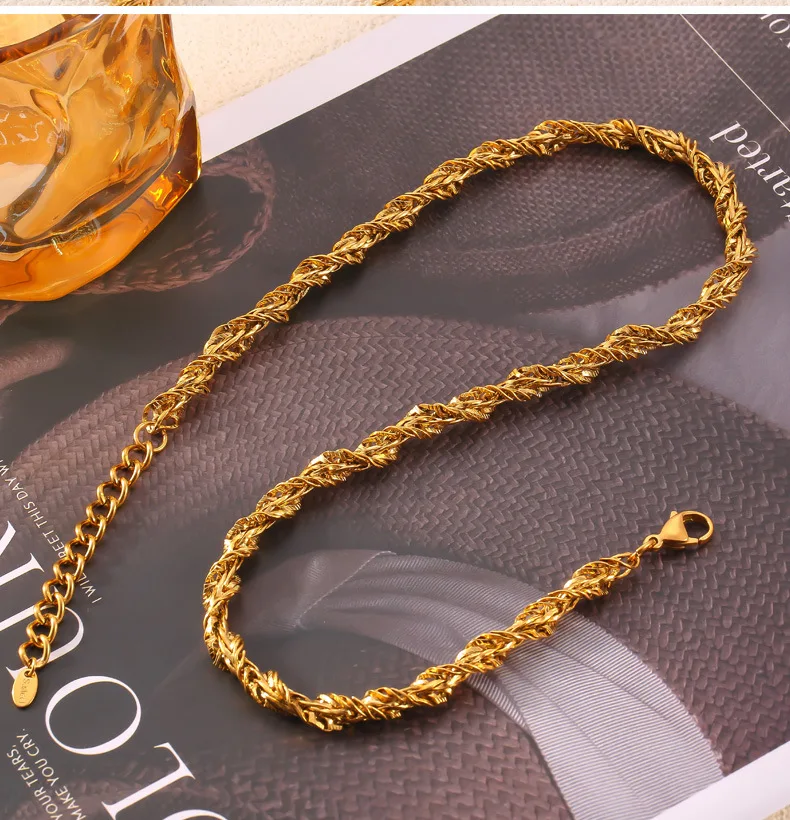 Moderne große 316l Edelstahl Halskette Damen Luxus vergoldet dicke Kette Hip Hop wasserdichten Schmuck Zubehör – Detail 9