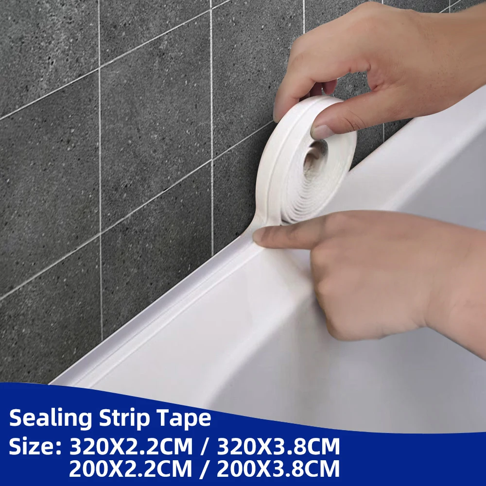 Bathroom-Shower-Sink-Bath-Sealing-Tape-Strip-White-PVC-Self-Adhesive ...