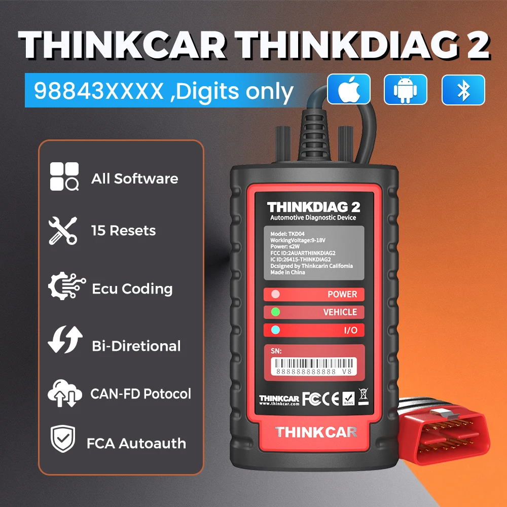 THINKCAR THINKDIAG 2 Ediag Plus CAN FD todos los sistemas 15 servicios de reinicio codificación ECU escáner OBD2 herramienta de diagnóstico de coche
