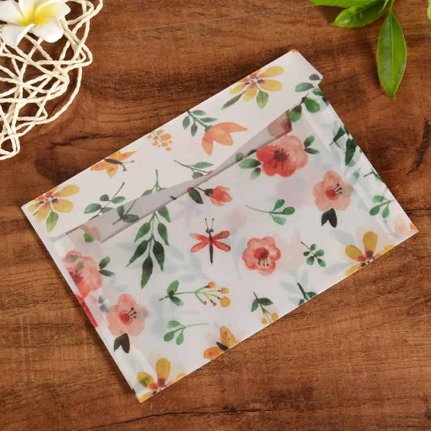 Lovely Sulfuric Acid Paper Translucent Envelope Color Printing Envelope Small Fresh Envelope 10pcs/lot 12.5*17.5 Kraft Paper Envelopes Mailing Envelopes