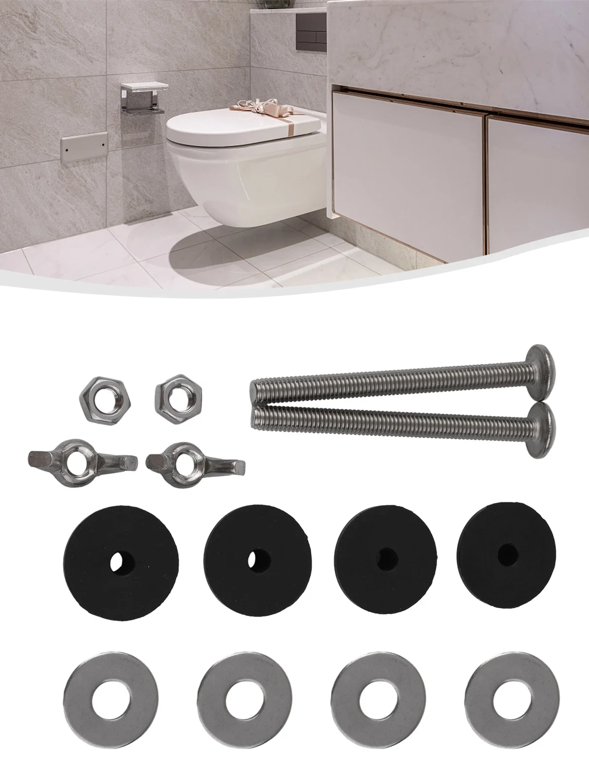 Toilet Accessories Water Tank Bolt Set Household Fixing Bolt Set Universal Durable Bathroom Stainless Steel Toilet